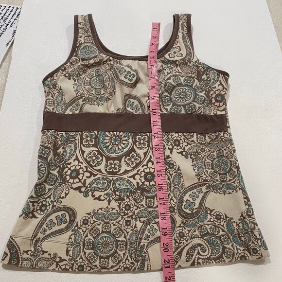 SB Active Women’s Tank Top Medium – Brown Paisley Print Athletic Top Yoga Workou - Picture 4 of 7